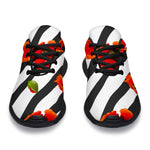 Black White Zebra Flower Pattern Print Sport Shoes GearFrost