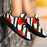 Black White Zebra Flower Pattern Print Sport Shoes GearFrost