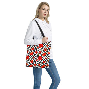 Black White Zebra Flower Pattern Print Tote Bag