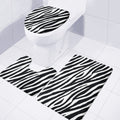Black White Zebra Pattern Print 3 Piece Bath Mat Set