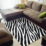 Black White Zebra Pattern Print Area Rug GearFrost