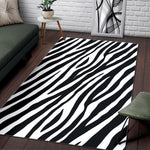 Black White Zebra Pattern Print Area Rug GearFrost