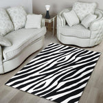 Black White Zebra Pattern Print Area Rug GearFrost