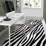 Black White Zebra Pattern Print Area Rug GearFrost