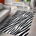 Black White Zebra Pattern Print Area Rug GearFrost