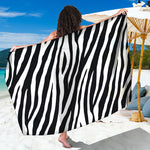 Black White Zebra Pattern Print Beach Sarong Wrap