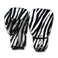 Black White Zebra Pattern Print Boxing Gloves