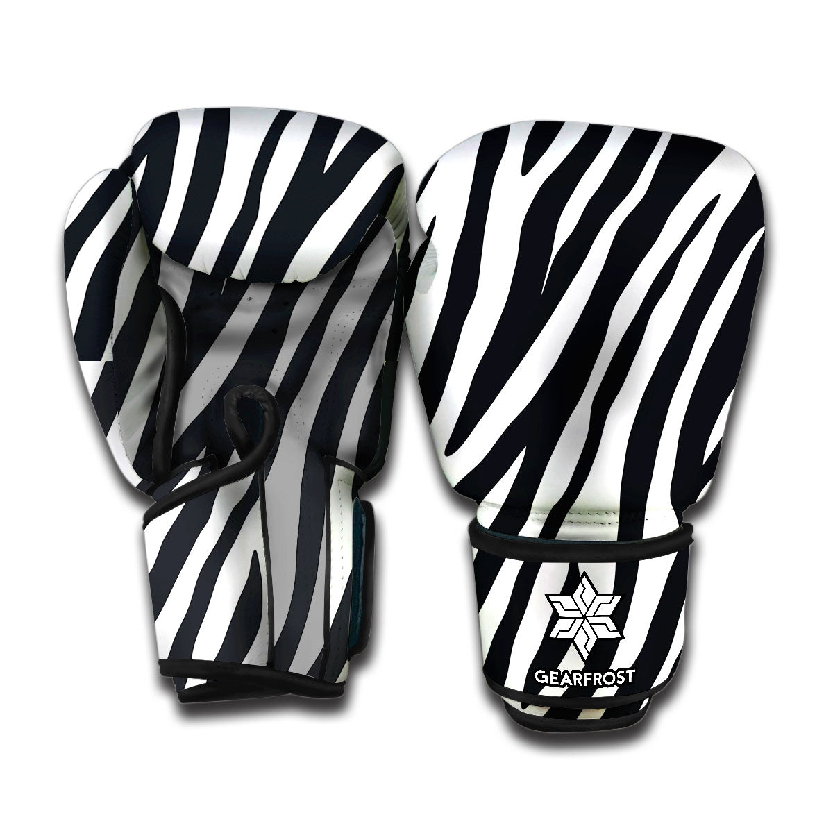 Black White Zebra Pattern Print Boxing Gloves