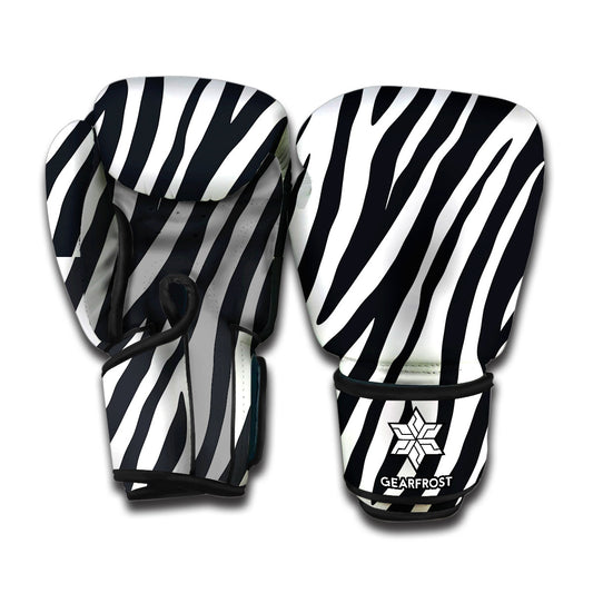 Black White Zebra Pattern Print Boxing Gloves