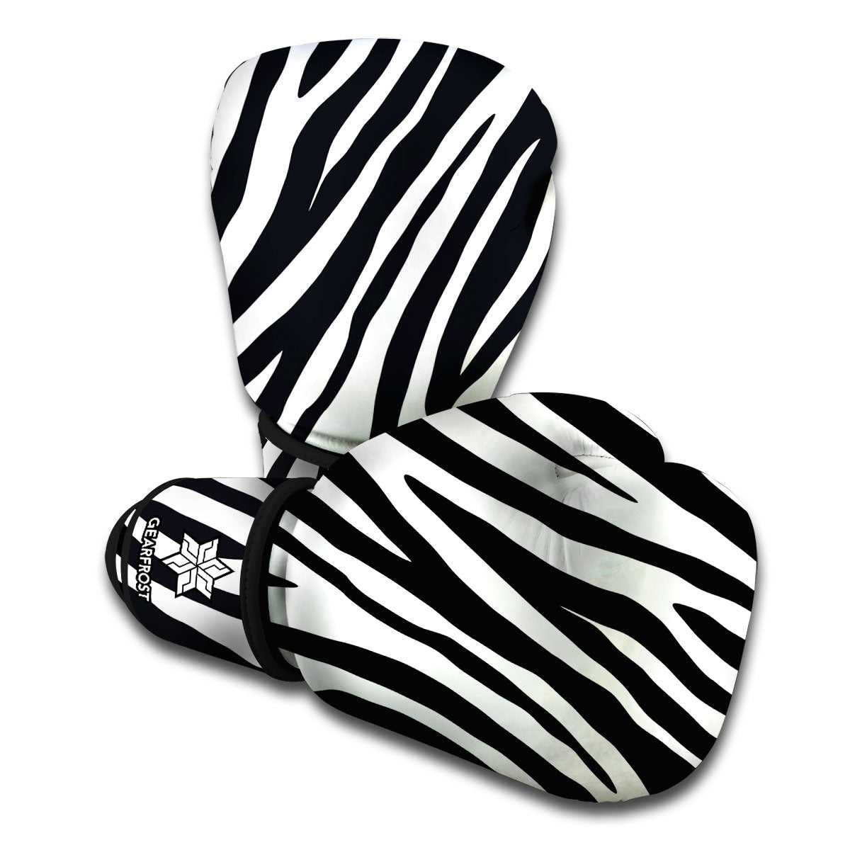 Black White Zebra Pattern Print Boxing Gloves