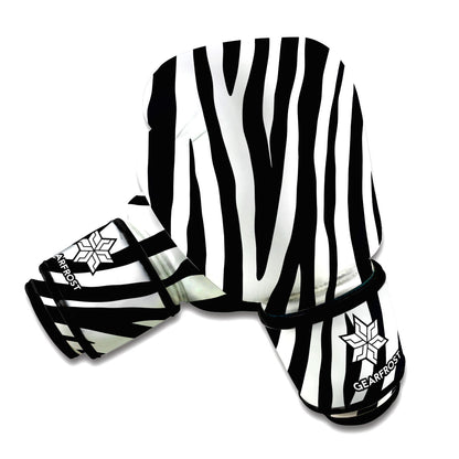 Black White Zebra Pattern Print Boxing Gloves