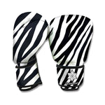 Black White Zebra Pattern Print Boxing Gloves