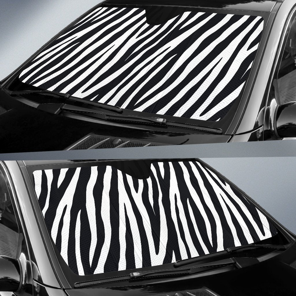 Black White Zebra Pattern Print Car Sun Shade GearFrost