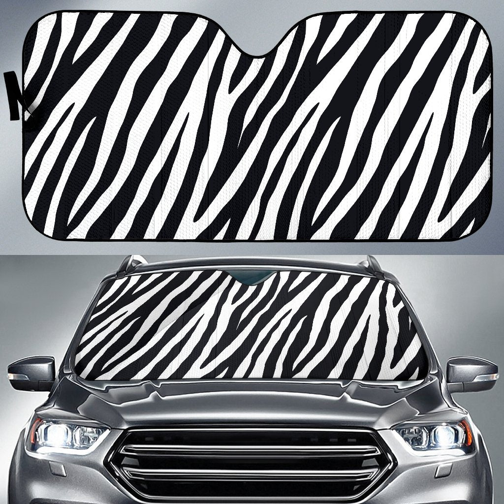 Black White Zebra Pattern Print Car Sun Shade GearFrost