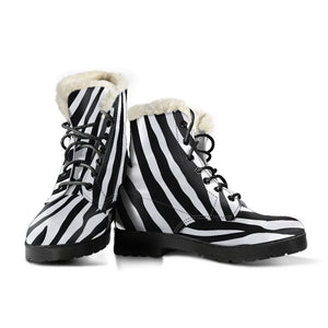 Black White Zebra Pattern Print Comfy Boots GearFrost