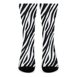 Black White Zebra Pattern Print Crew Socks