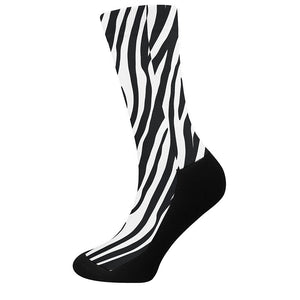 Black White Zebra Pattern Print Crew Socks