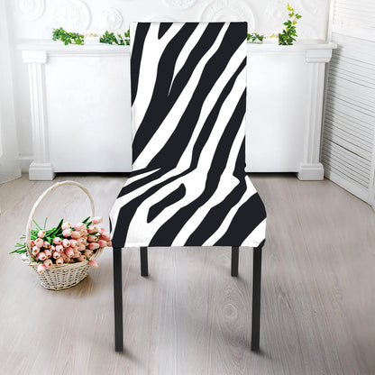 Black White Zebra Pattern Print Dining Chair Slipcover