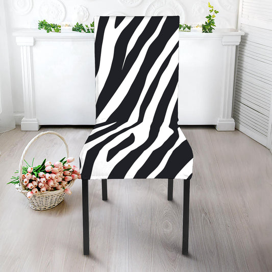 Black White Zebra Pattern Print Dining Chair Slipcover