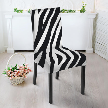 Black White Zebra Pattern Print Dining Chair Slipcover