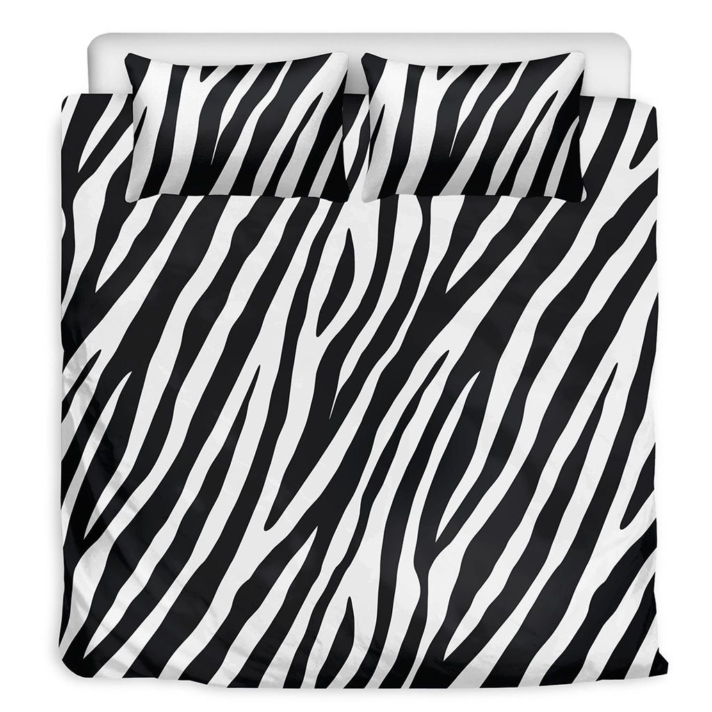 Black White Zebra Pattern Print Duvet Cover Bedding Set