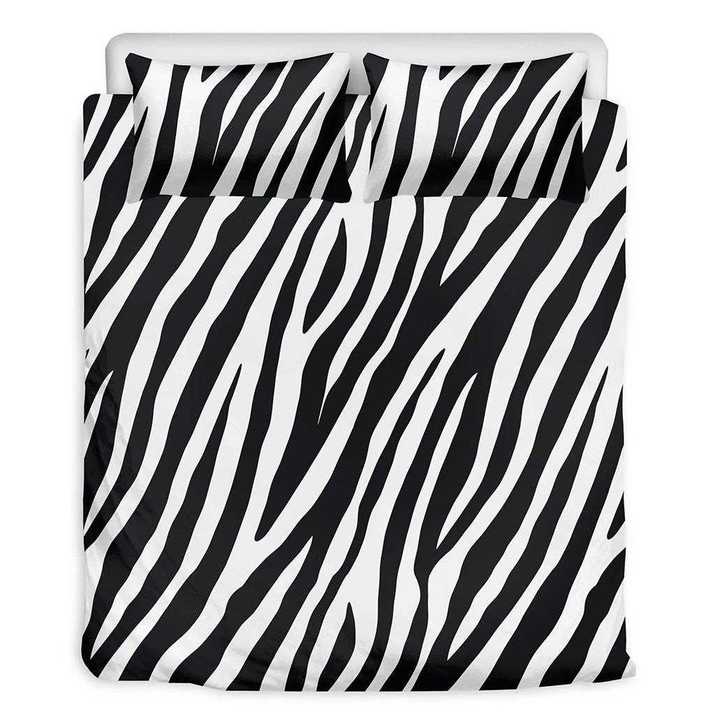 Black White Zebra Pattern Print Duvet Cover Bedding Set
