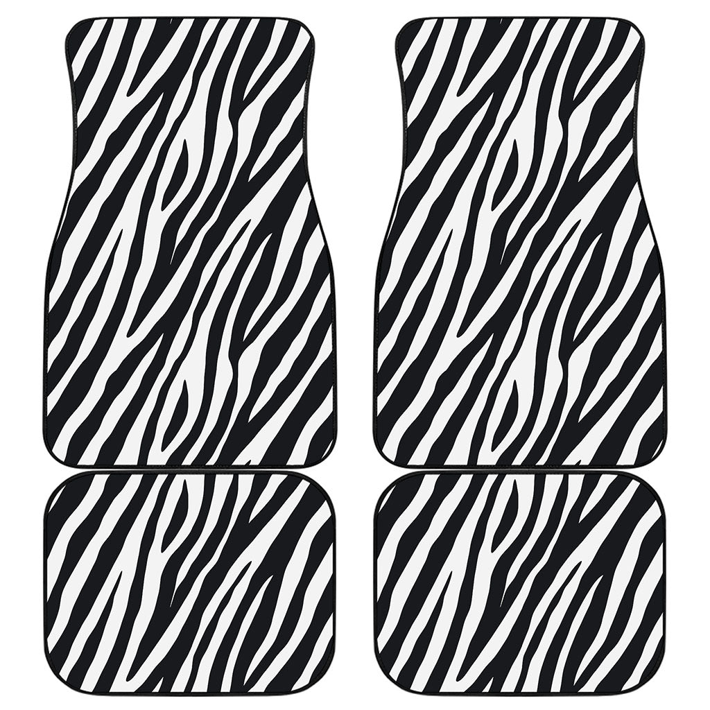 Black White Zebra Pattern Print Front and Back Car Floor Mats