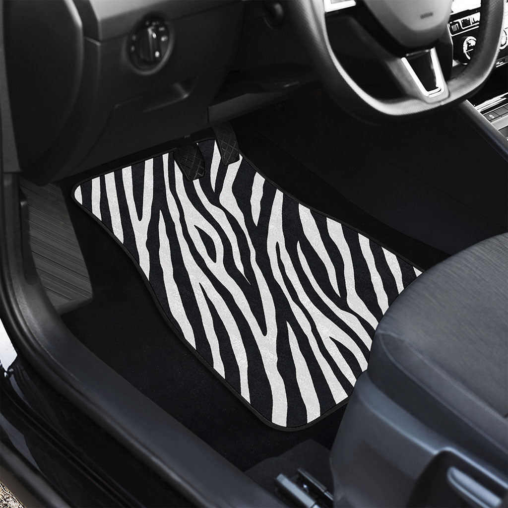 Black White Zebra Pattern Print Front and Back Car Floor Mats