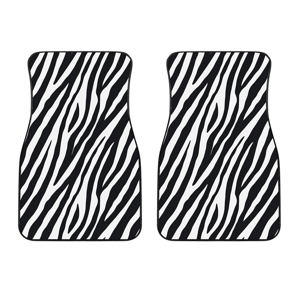 Black White Zebra Pattern Print Front Car Floor Mats