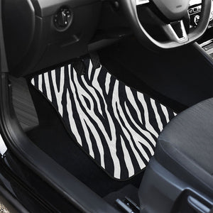 Black White Zebra Pattern Print Front Car Floor Mats