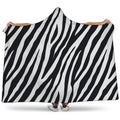 Black White Zebra Pattern Print Hooded Blanket