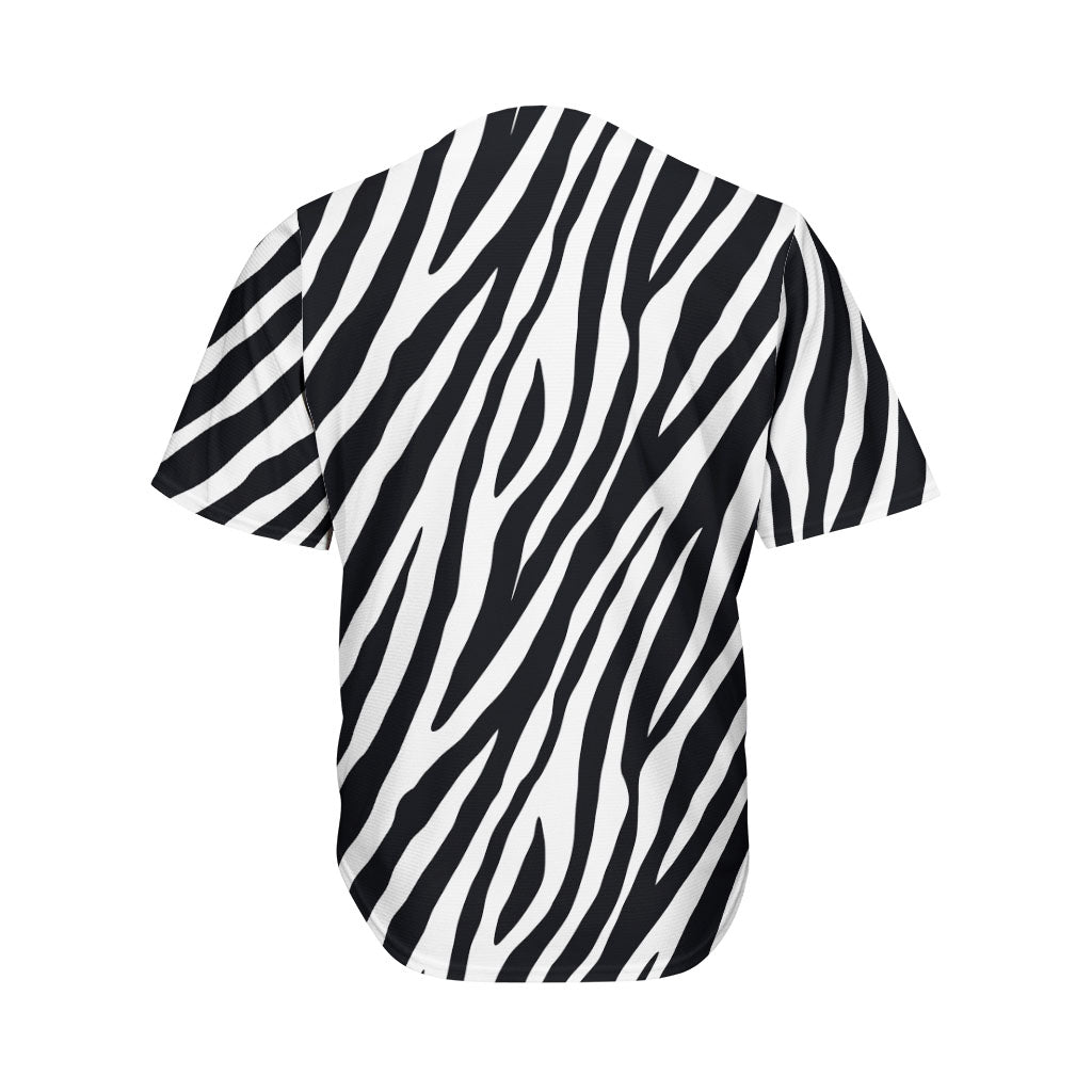 Black White Zebra Pattern Print Men's Baseball Jersey