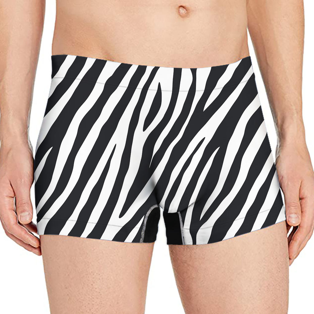 Black White Zebra Pattern Print Men's Boxer Briefs