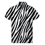 Black White Zebra Pattern Print Men's Short Sleeve Shirt