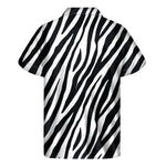 Black White Zebra Pattern Print Men's Short Sleeve Shirt