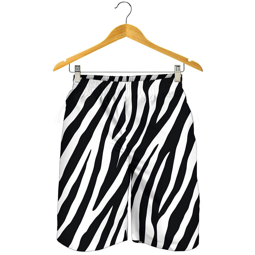 Black White Zebra Pattern Print Men's Shorts