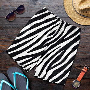 Black White Zebra Pattern Print Men's Shorts