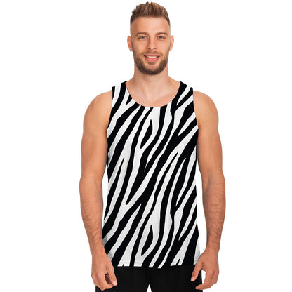 Black White Zebra Pattern Print Men's Tank Top