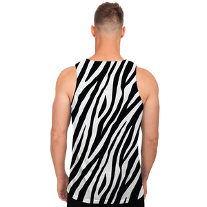 Black White Zebra Pattern Print Men's Tank Top