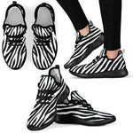 Black White Zebra Pattern Print Mesh Knit Shoes GearFrost