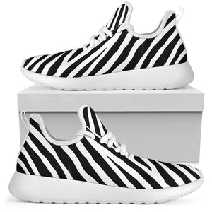 Black White Zebra Pattern Print Mesh Knit Shoes GearFrost