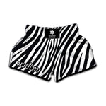 Black White Zebra Pattern Print Muay Thai Boxing Shorts