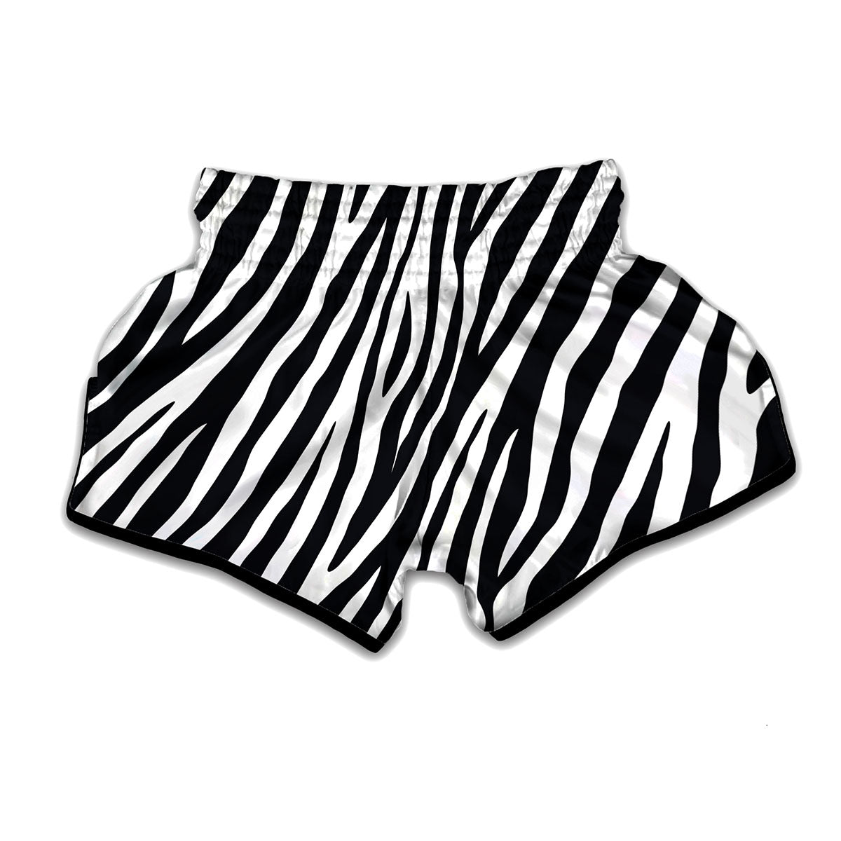 Black White Zebra Pattern Print Muay Thai Boxing Shorts