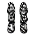 Black White Zebra Pattern Print Muay Thai Shin Guards