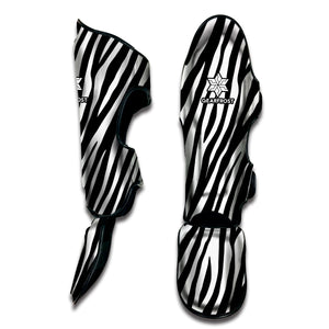 Black White Zebra Pattern Print Muay Thai Shin Guard