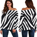 Black White Zebra Pattern Print Off The Shoulder Sweatshirt