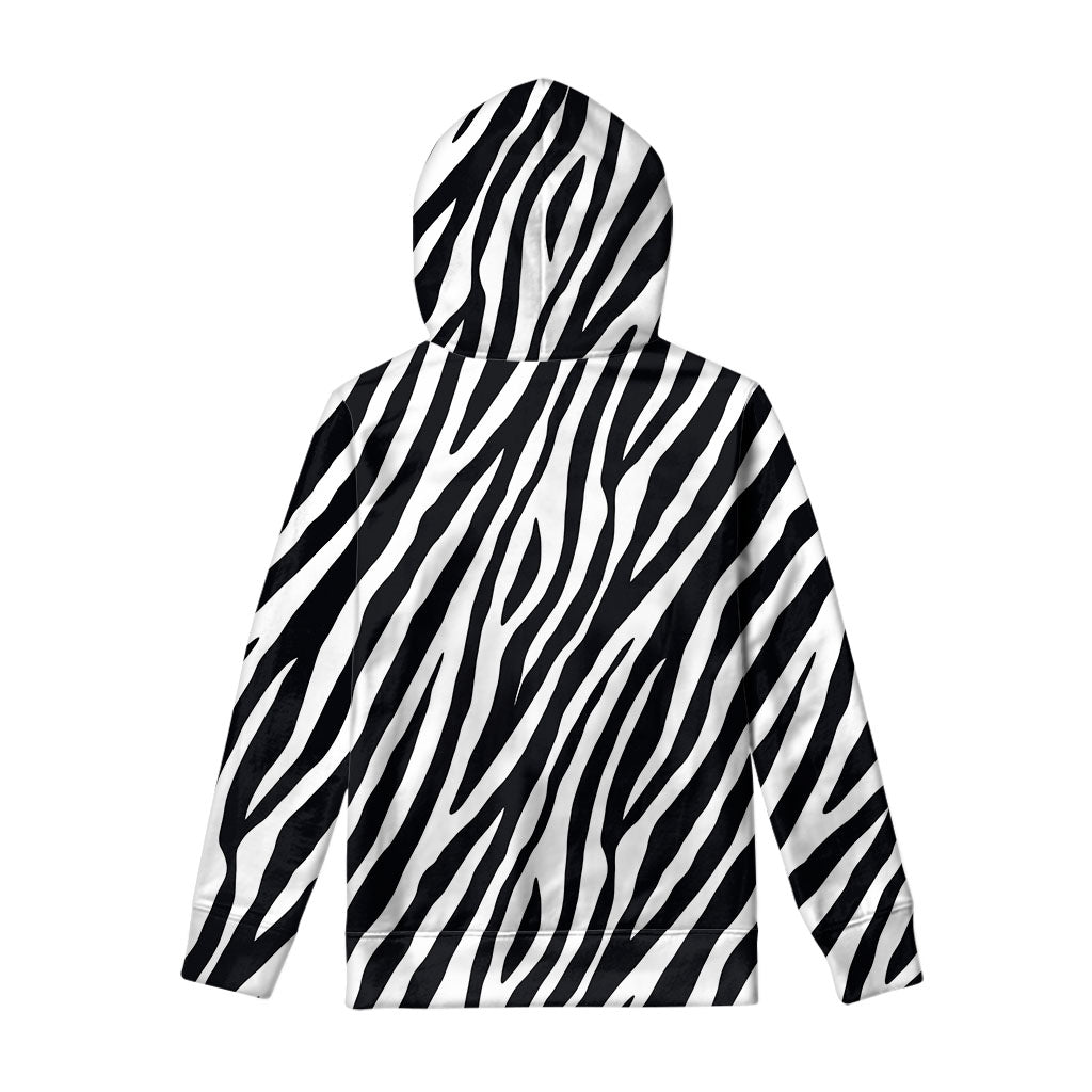 Black White Zebra Pattern Print Pullover Hoodie