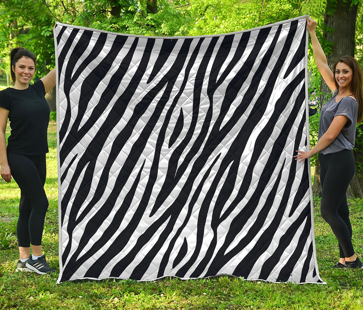 Black White Zebra Pattern Print Quilt