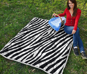 Black White Zebra Pattern Print Quilt