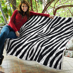 Black White Zebra Pattern Print Quilt